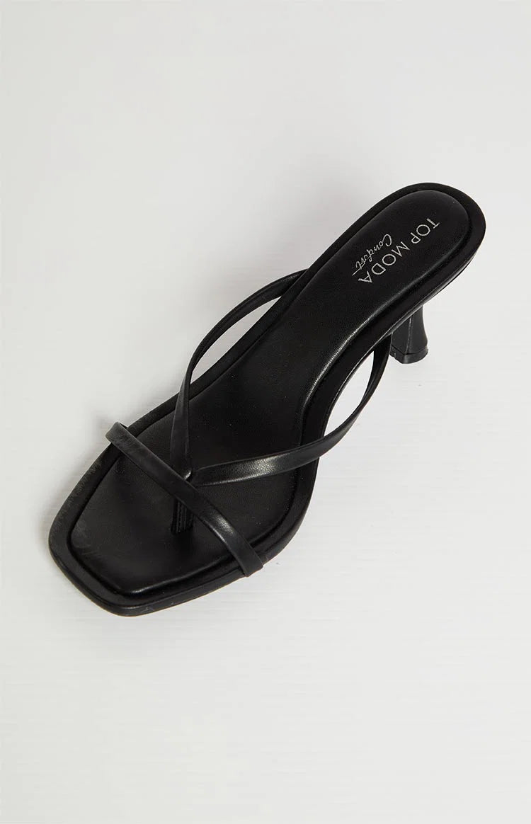 Girls Night Black Strap Kitten Heels