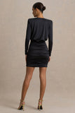 Ciela Black Extreme Plunge Neck Mini Dress