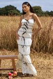 Summer Breeze White Strappy Gathered Tiered Maxi Dress