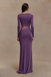 Megan Slinky And Mesh Maxi Dress Purple