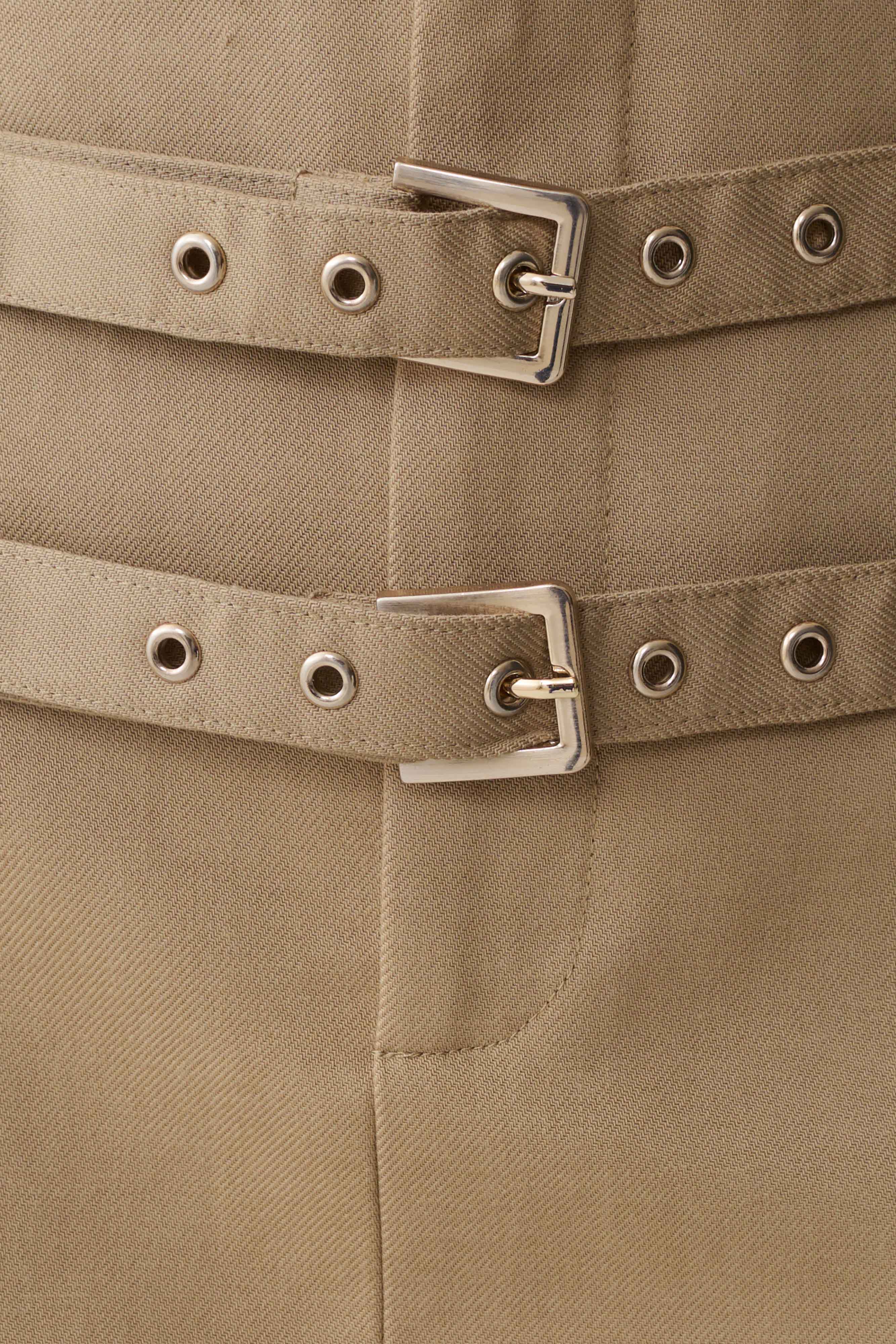 Marielle Double Belt Mini Skirt Taupe