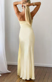 Novie Yellow Tie Detail Satin Strapless Maxi Dress PRE ORDER