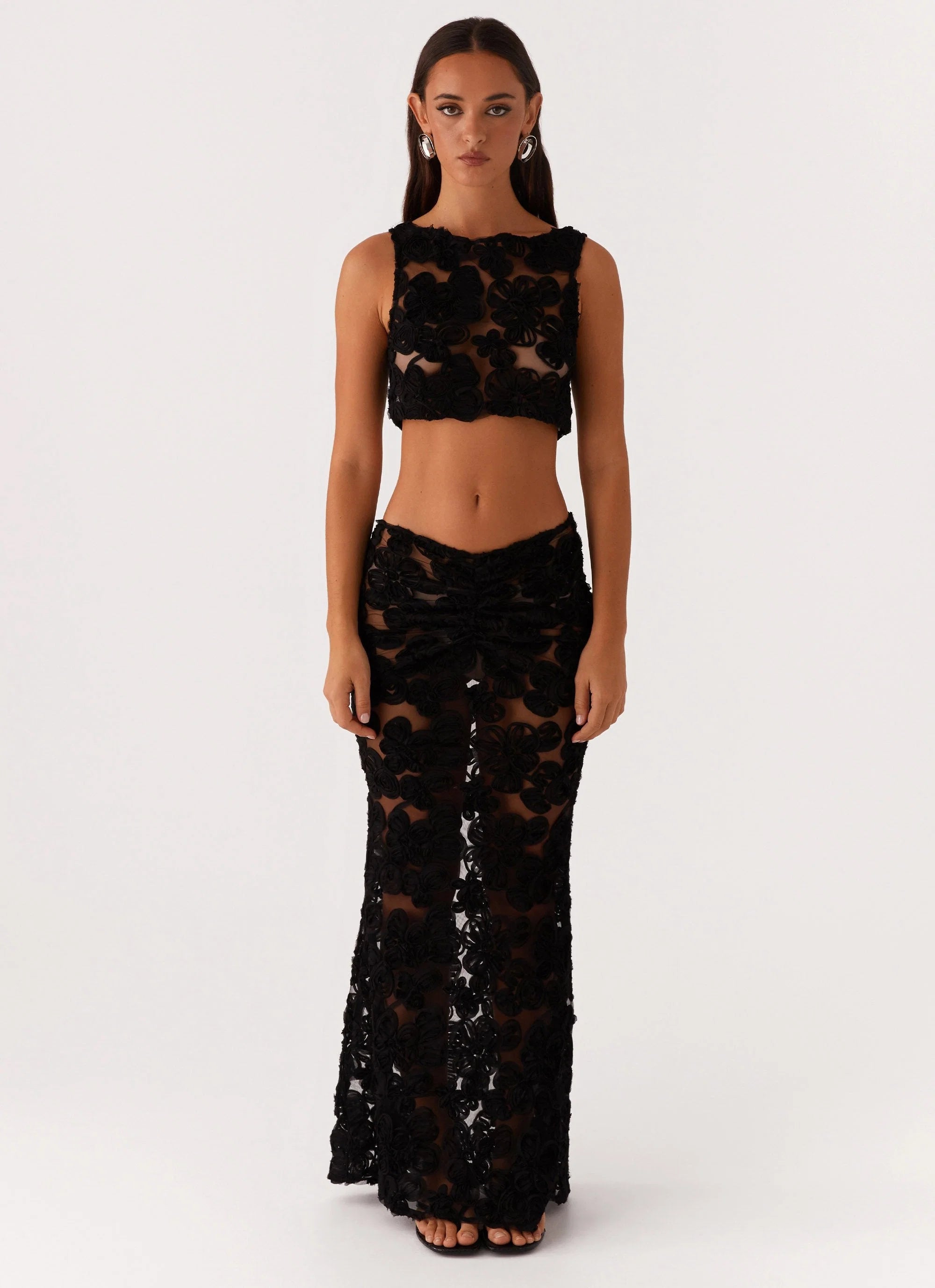 Fiorella Floret Maxi Skirt Black