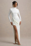 Victoria White Long Sleeve Maxi Dress With Wrap Skirt