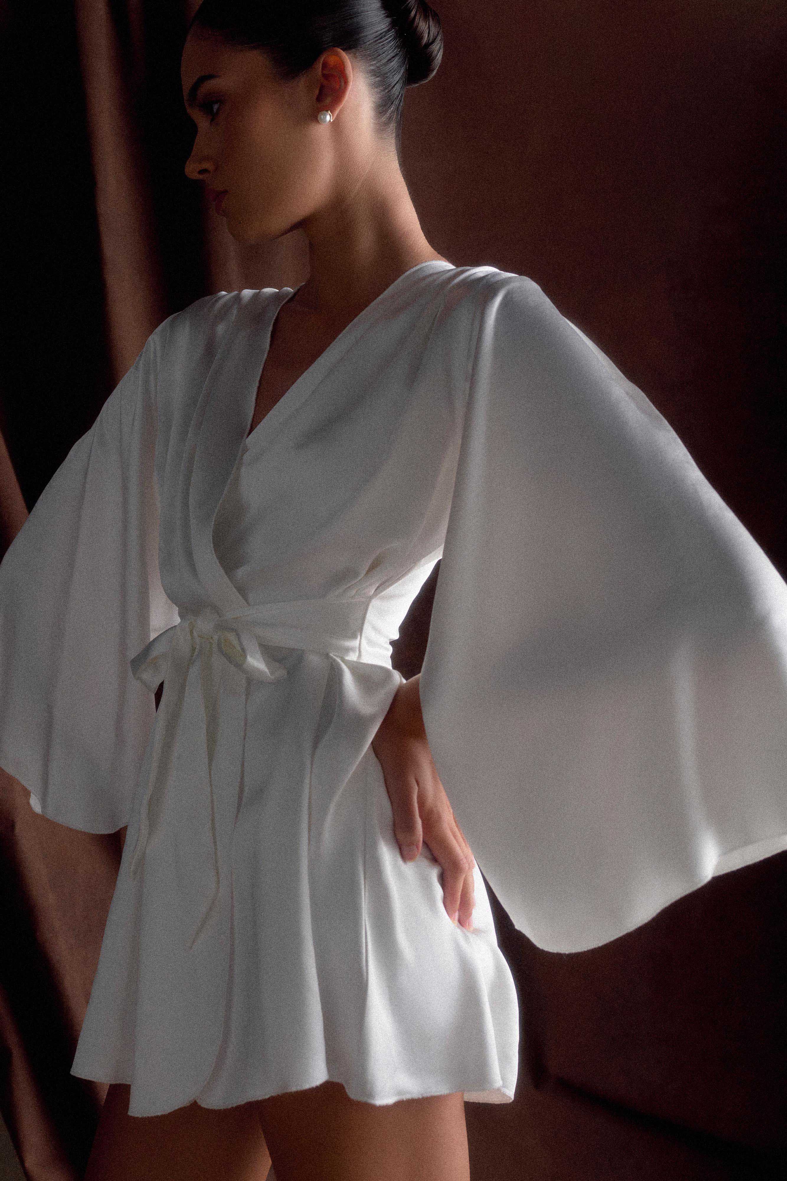 Sterling Satin Bridal Robe Ivory