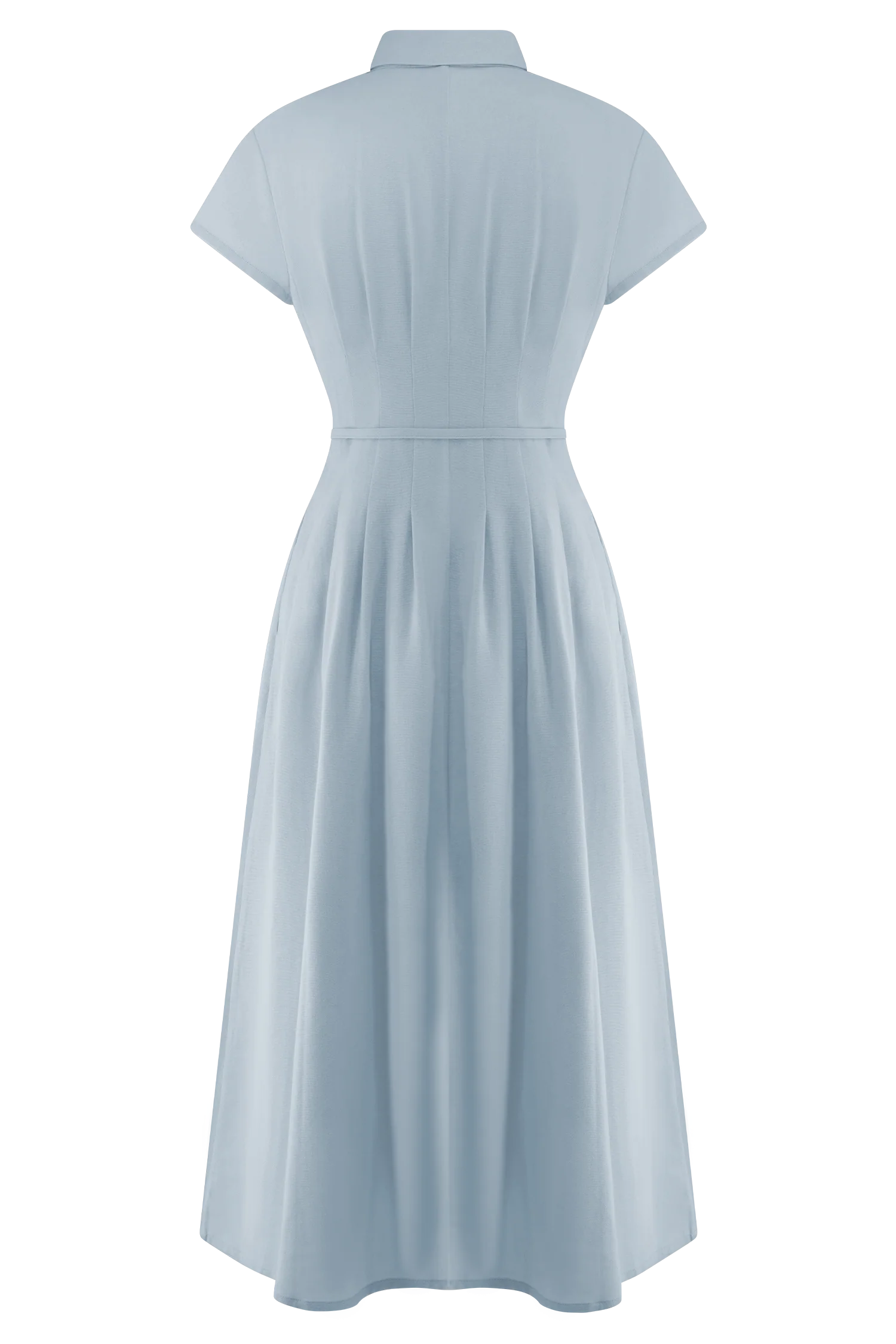 Aysha Buttoned Linen Midi Dress Cornflower Blue