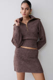 Skylaine Knit Mini Skirt Brown Marle