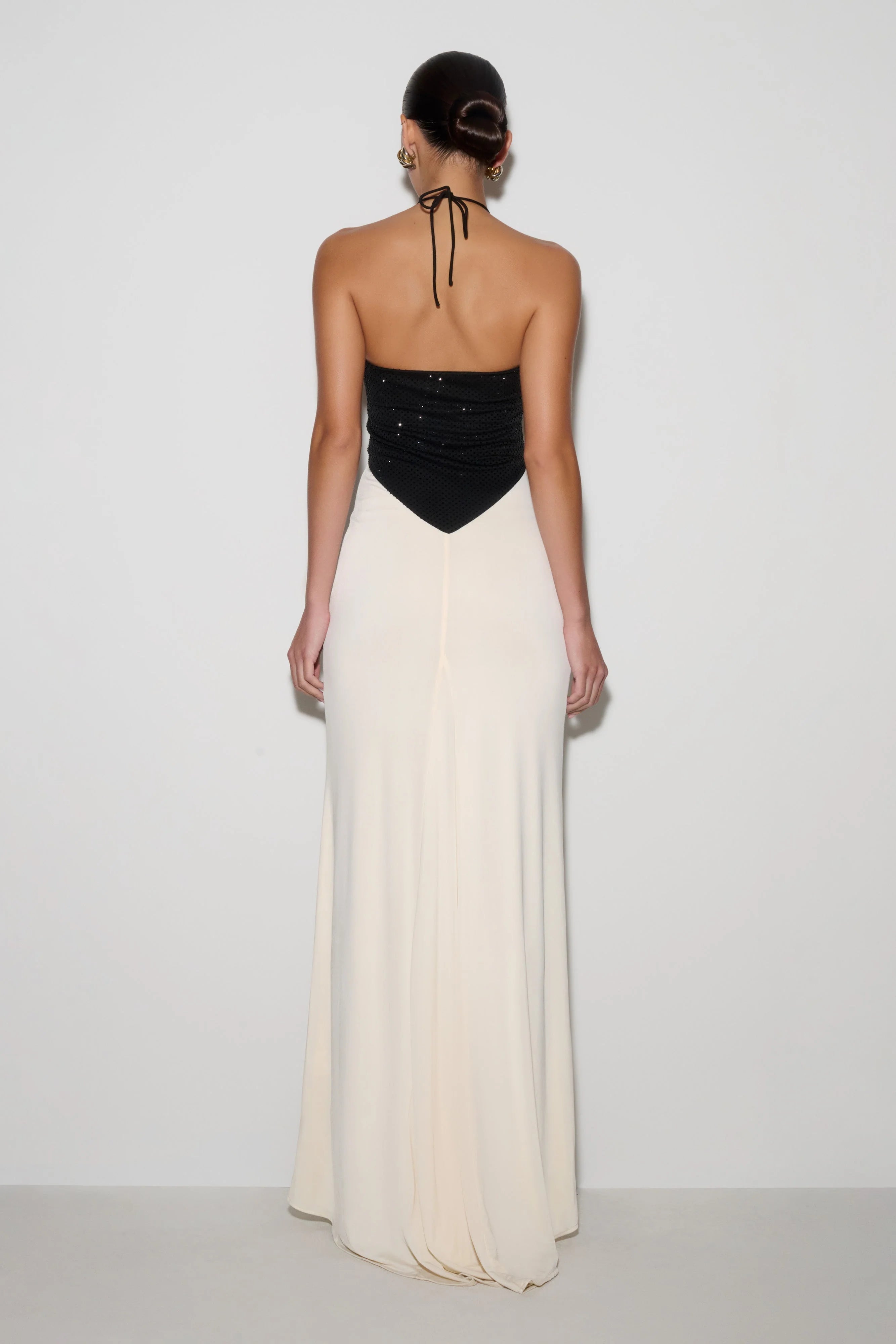 Hien Sequin Halter Maxi Dress Black Ivory