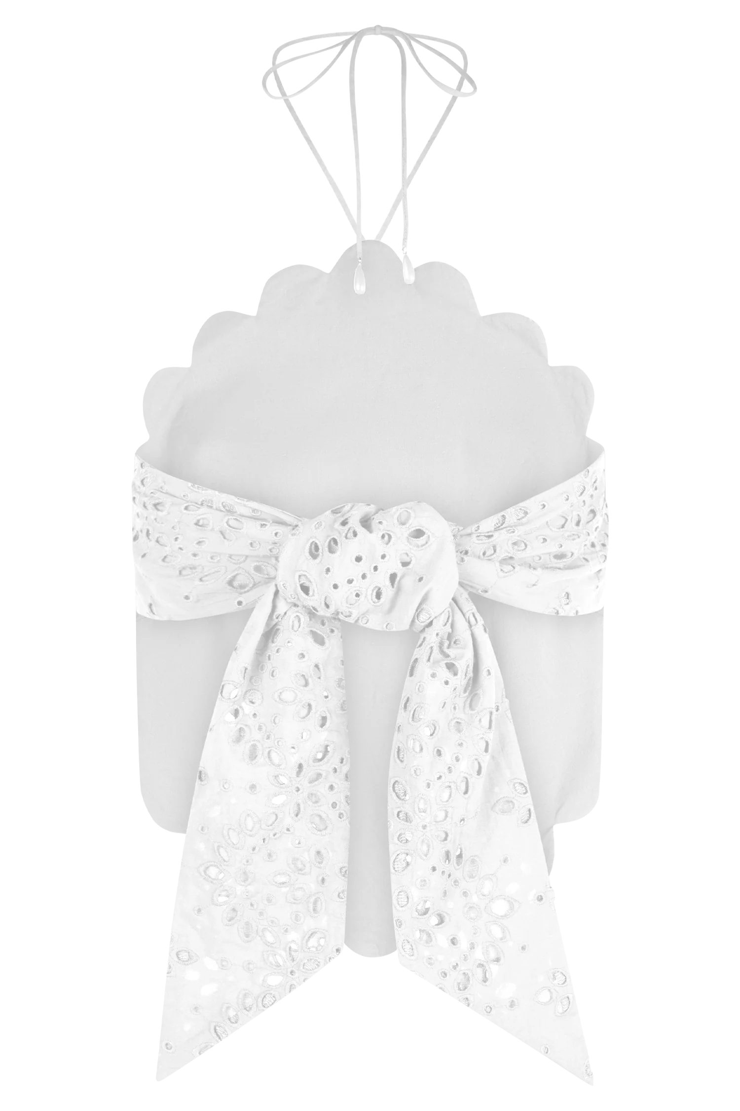 Kensley Broderie Halter Top White
