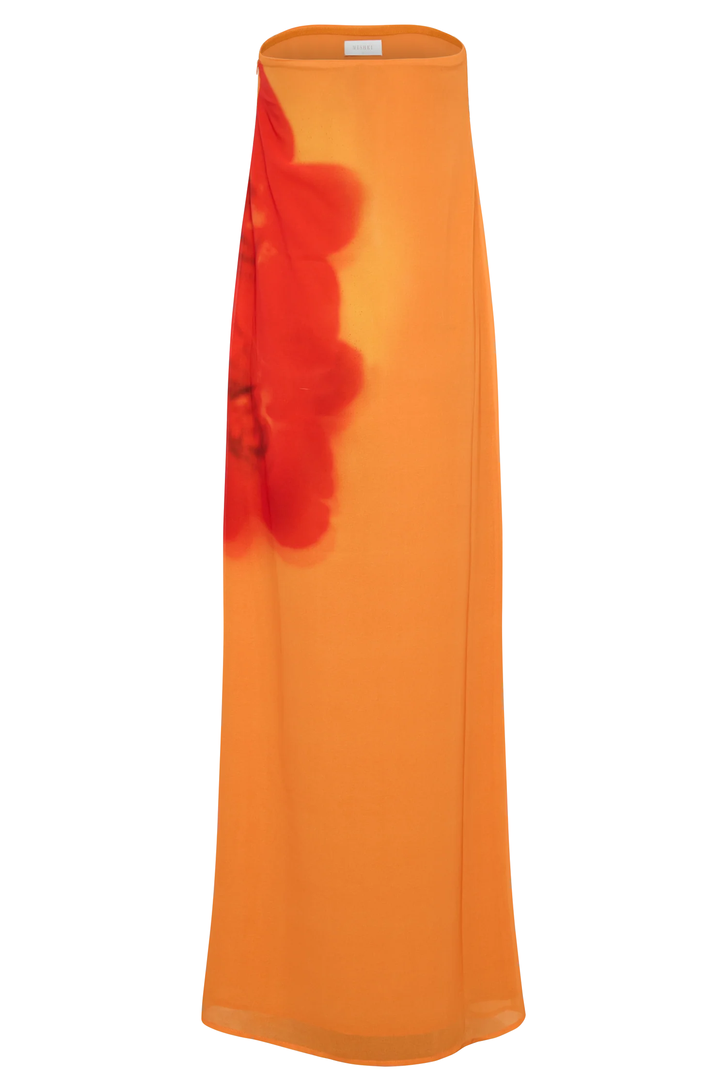 Amaya Strapless Chiffon Maxi Dress Koi Orchid Print