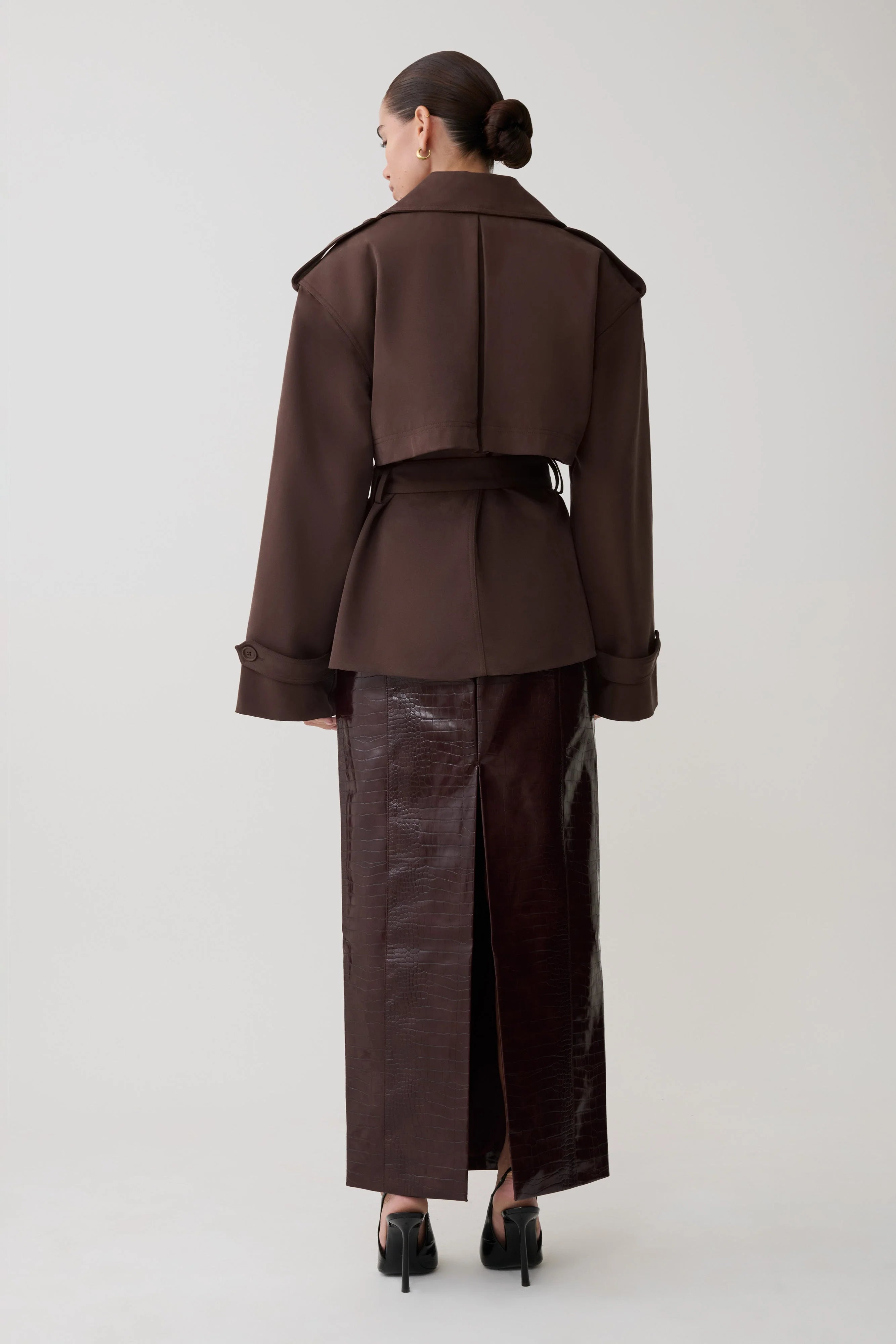Alden Short Trench Jacket Chocolate
