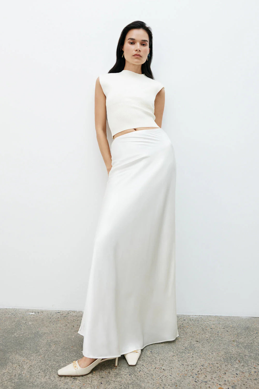 Sabrina Silk Blend Maxi Skirt Ivory