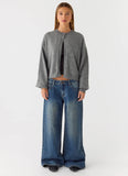 Annie One Button Cardigan Marle Grey