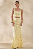 Blythe Lemon Lace Square Neck Crop Top