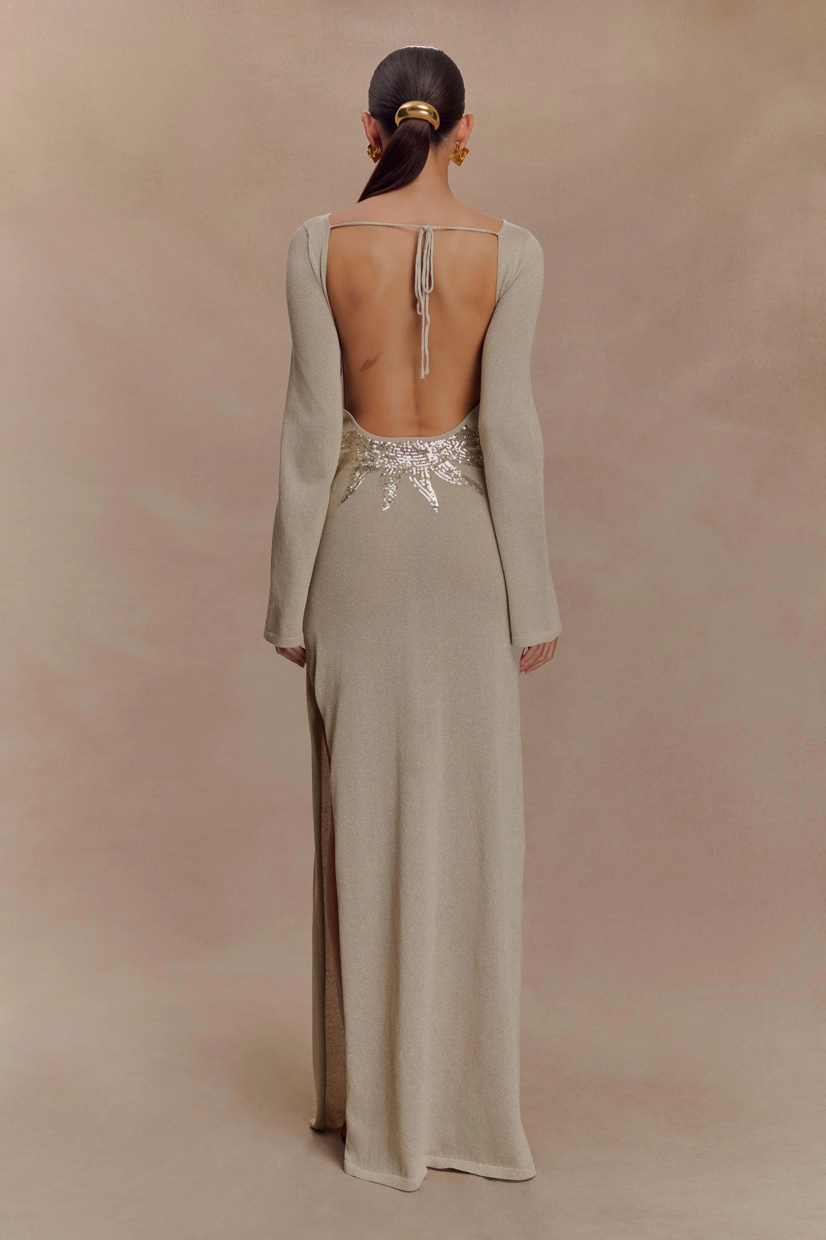Atticus Knit Maxi Dress With Sequin Gold