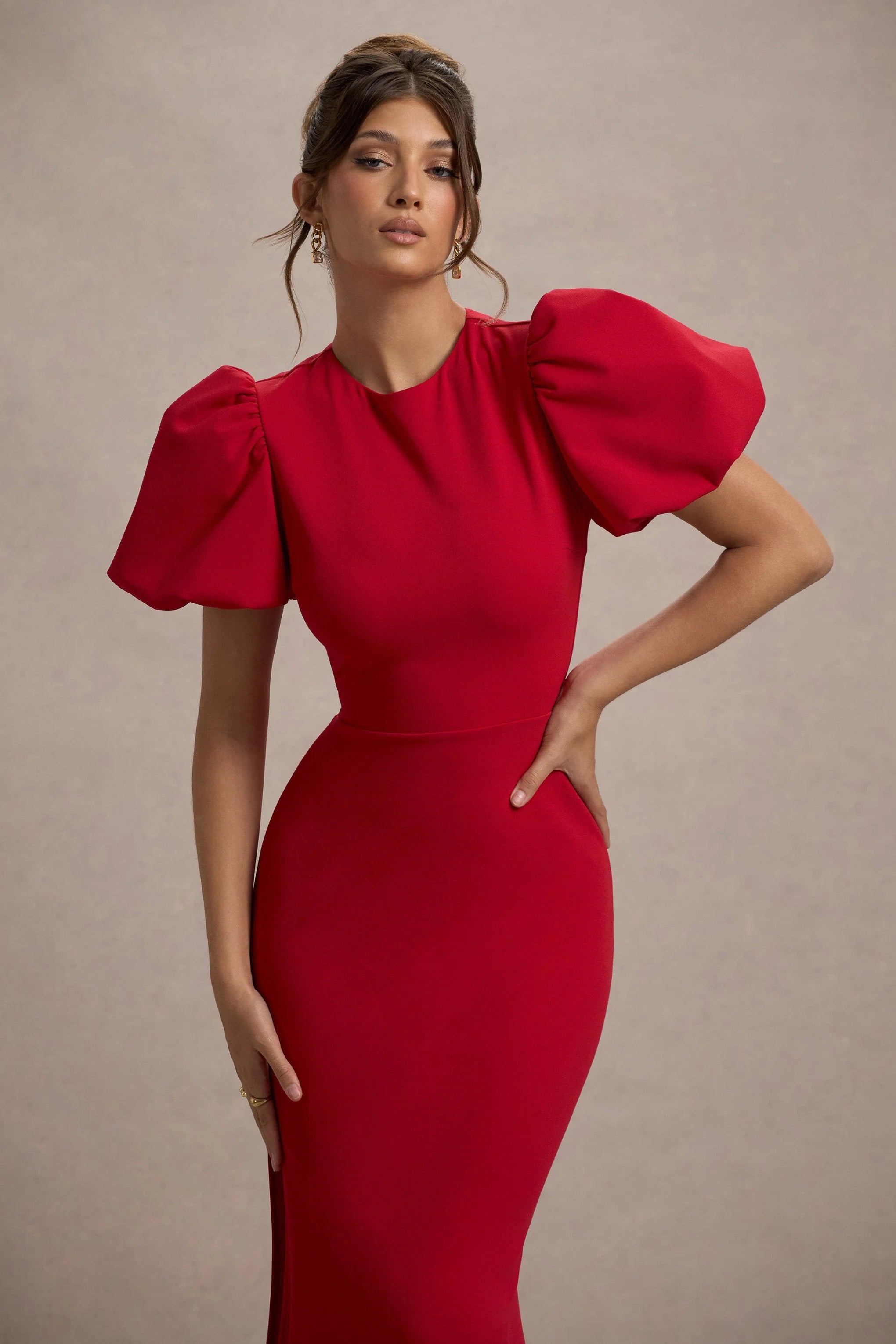 Love Letters Red Puff Sleeve Maxi Dress