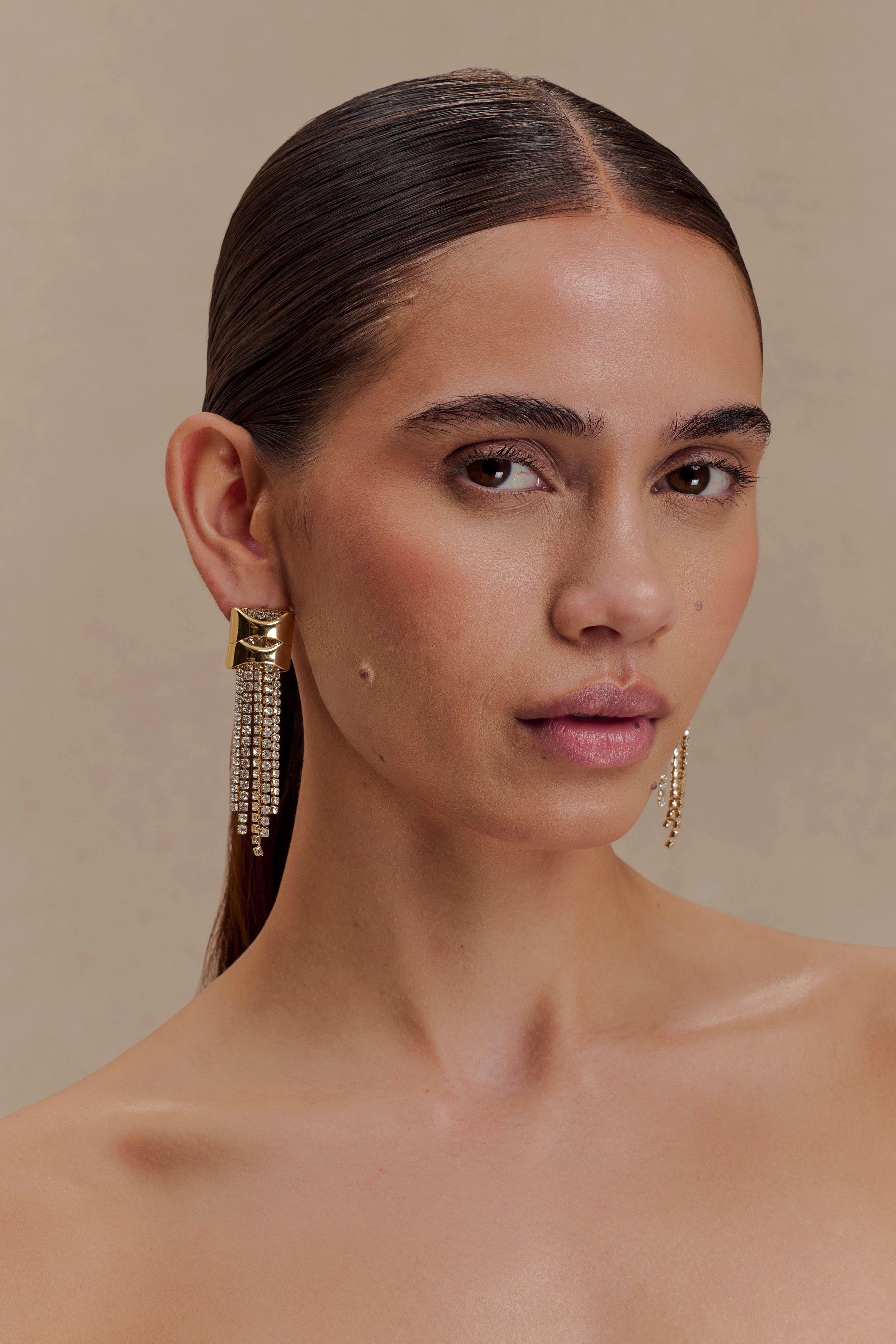 Shea Crystal Fringe Drop Earrings Gold