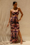 Roxana Zebra Print Square Neck Maxi Dress With Open Back