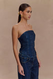 Monte Strapless Diamante Denim Corset Midnight Blue