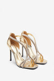 Pluto Gold Metallic Diamante Heeled Sandals