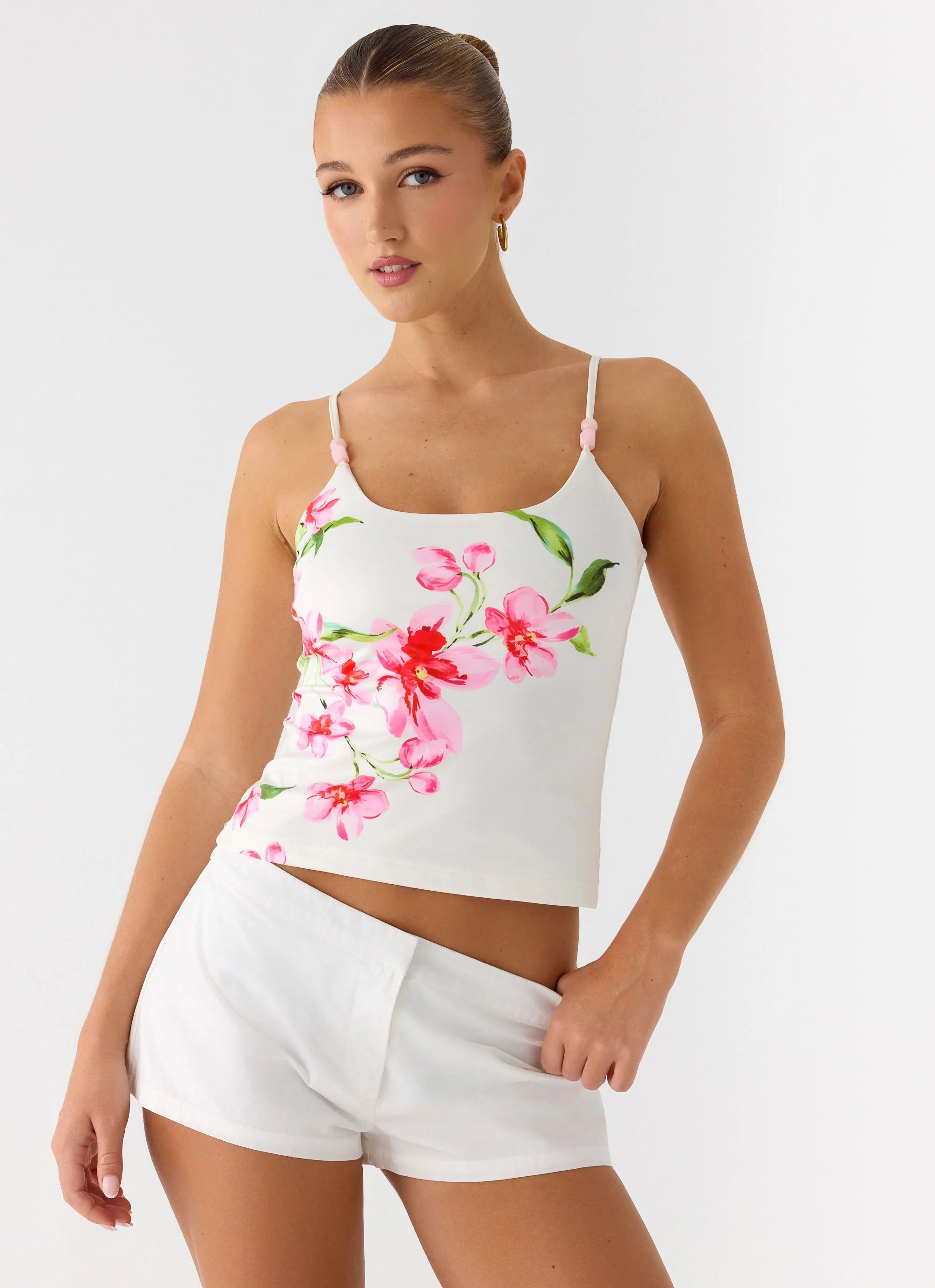 Garrix Bead Cami Top Ivory Reef
