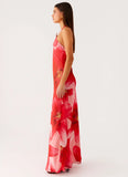 Vatiana Chiffon Maxi Dress Peach Watermelon Flower