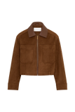 Remy Faux Suede Leather Collared Jacket Tan