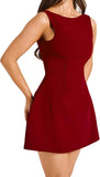 Women Sexy Backless Mini Dress Sleeveless Open Back A Line Formal College Graduation Dress