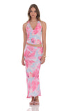 Floral Cowl Neck Halter Top in Blue and Pink