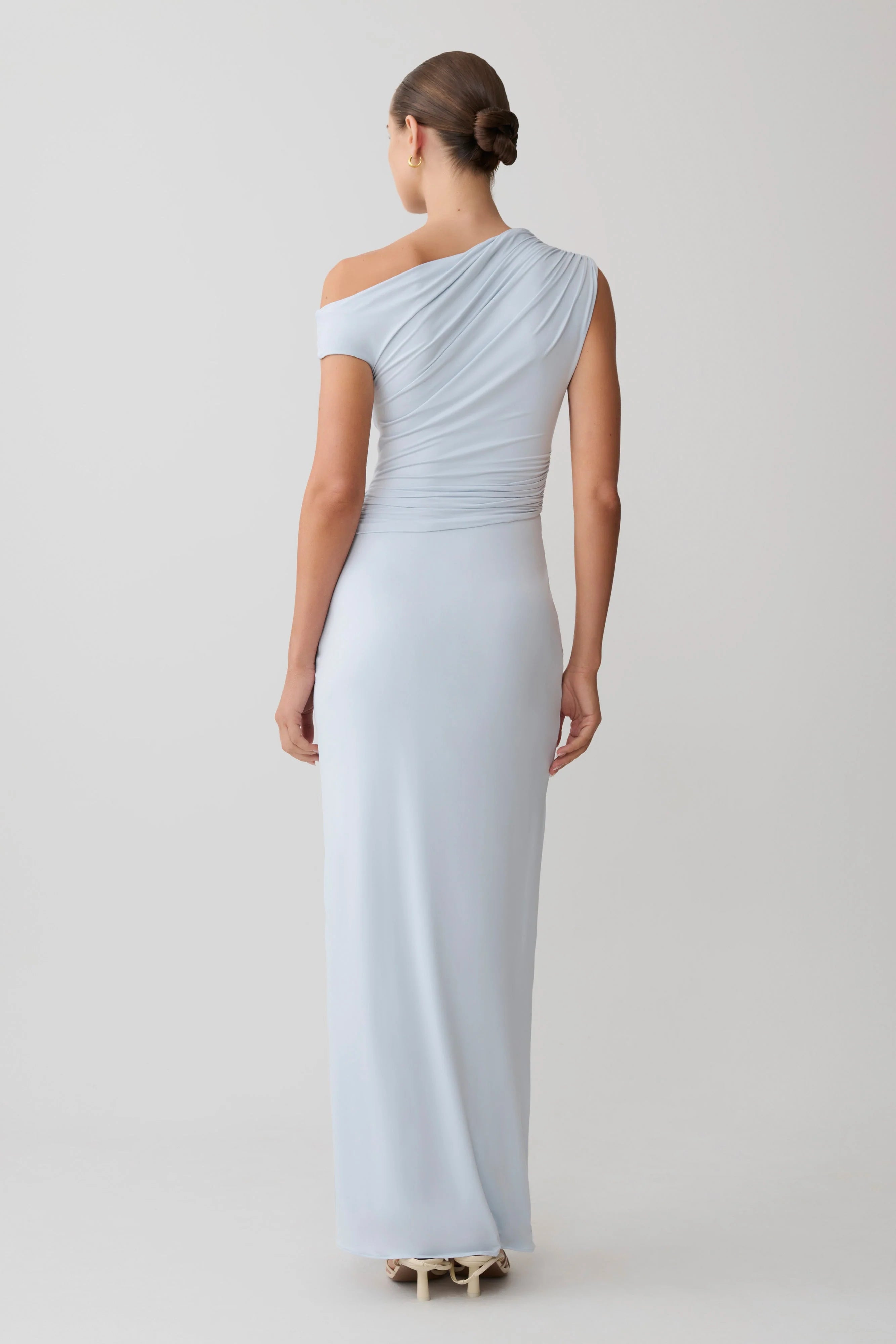 Alyn Off Shoulder Draped Maxi Dress Pale Blue