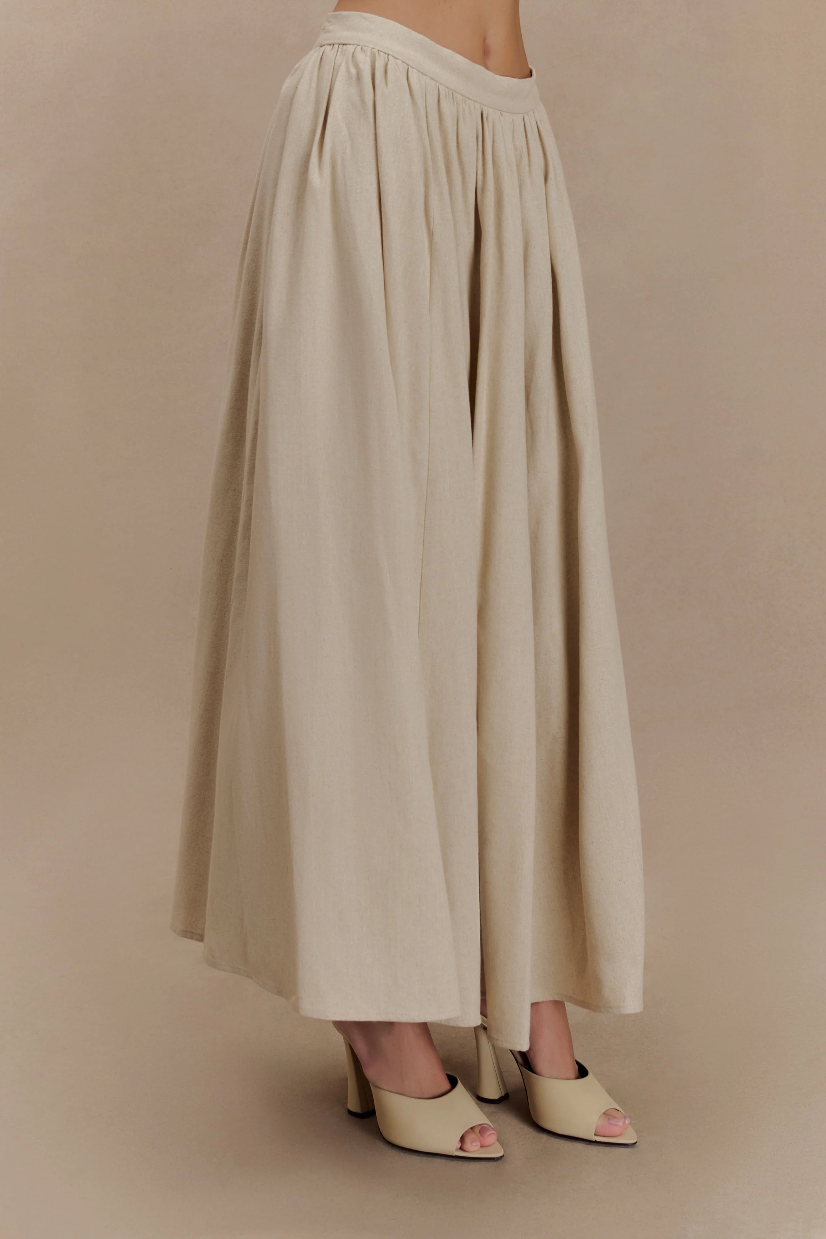 Clarence Linen A Line Maxi Skirt Natural