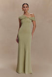 Ashford Asymmetrical Slinky Maxi Dress Sage