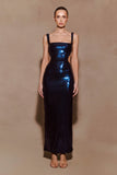 Adoria Sequin Cut Out Maxi Dress Navy