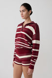 Philly Stripe Long Sleeve Knit Jumper Burgundy Cream