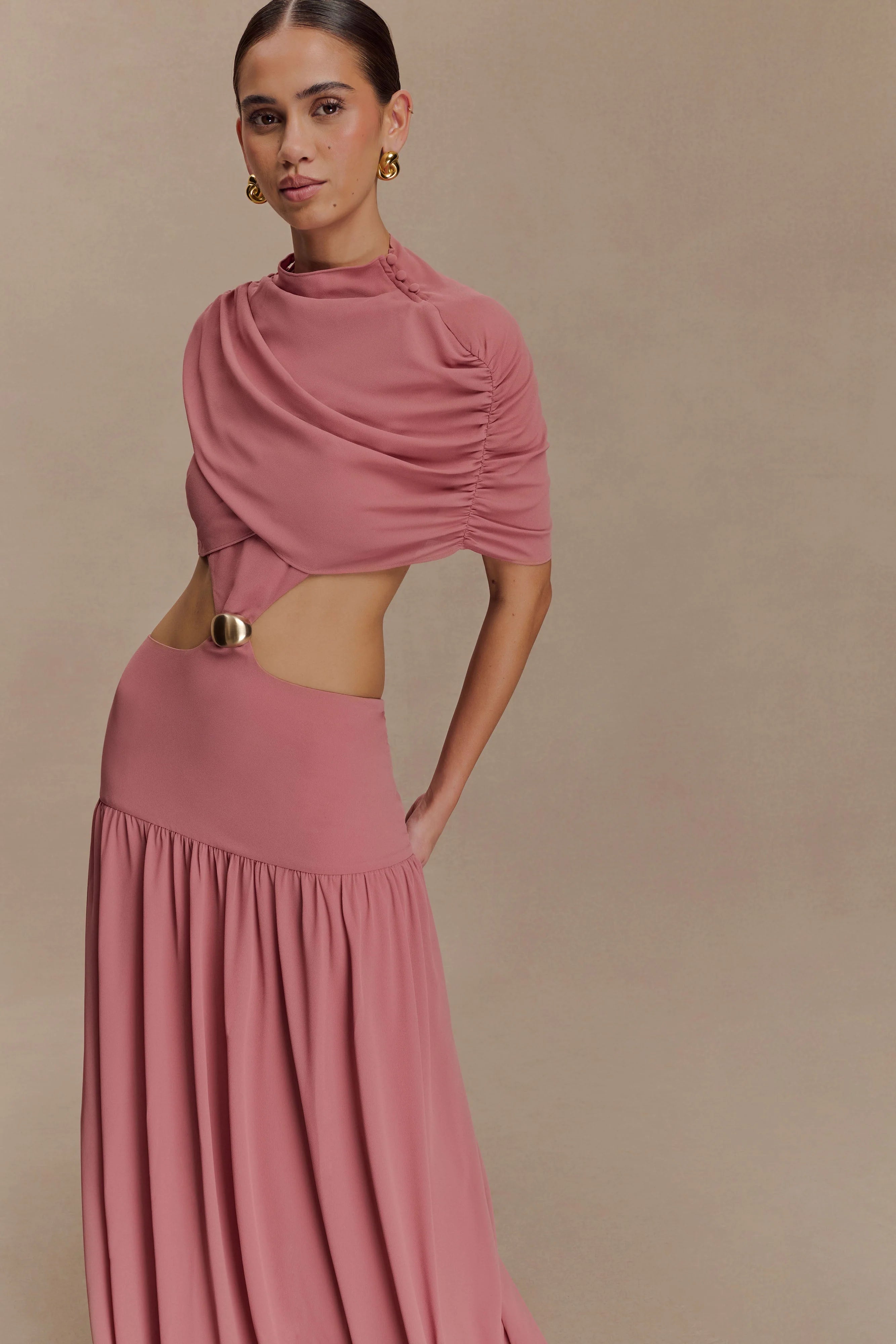 Georgina Chiffon Midi Dress Burnt Rose