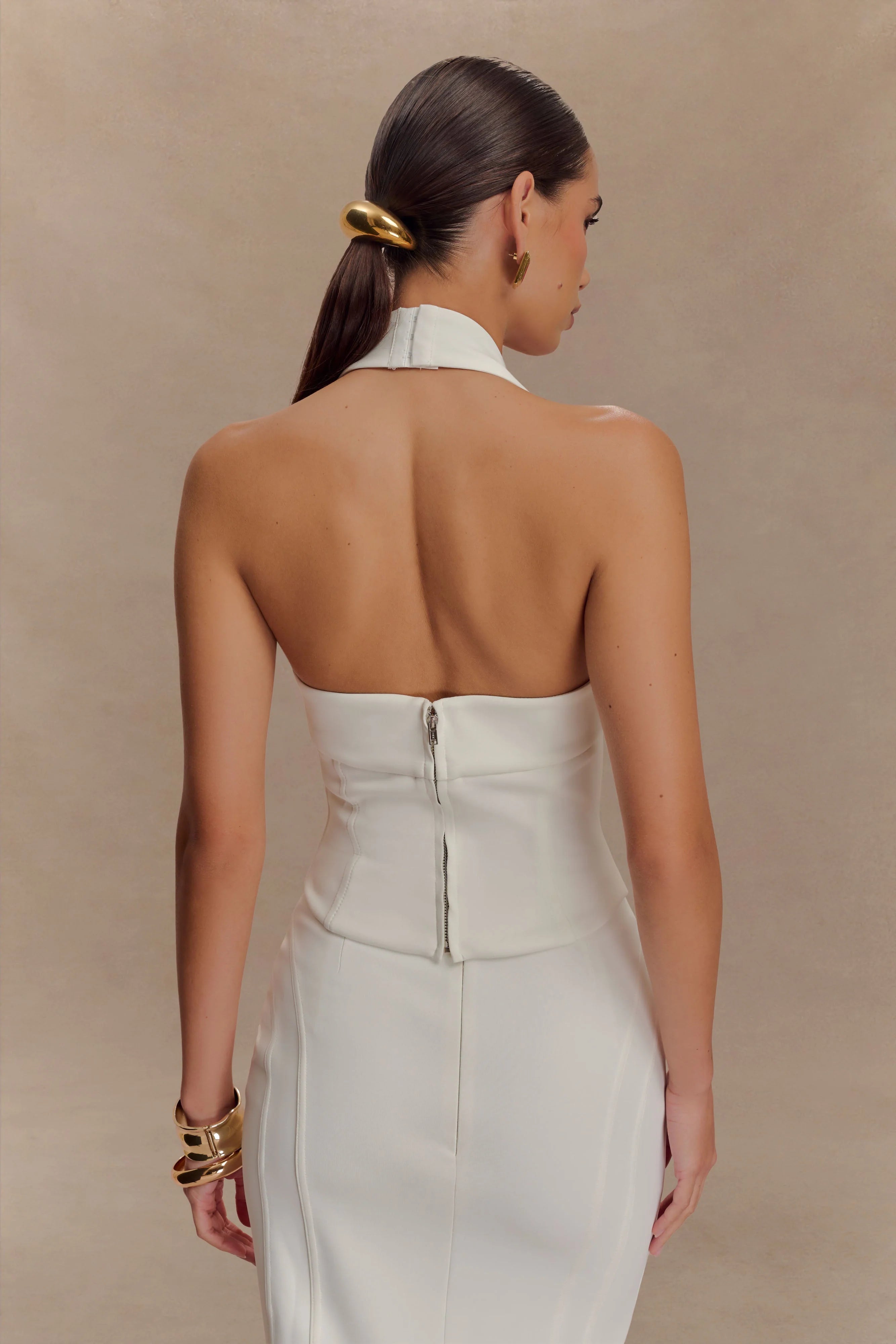 Meadow Corset Halter Top White