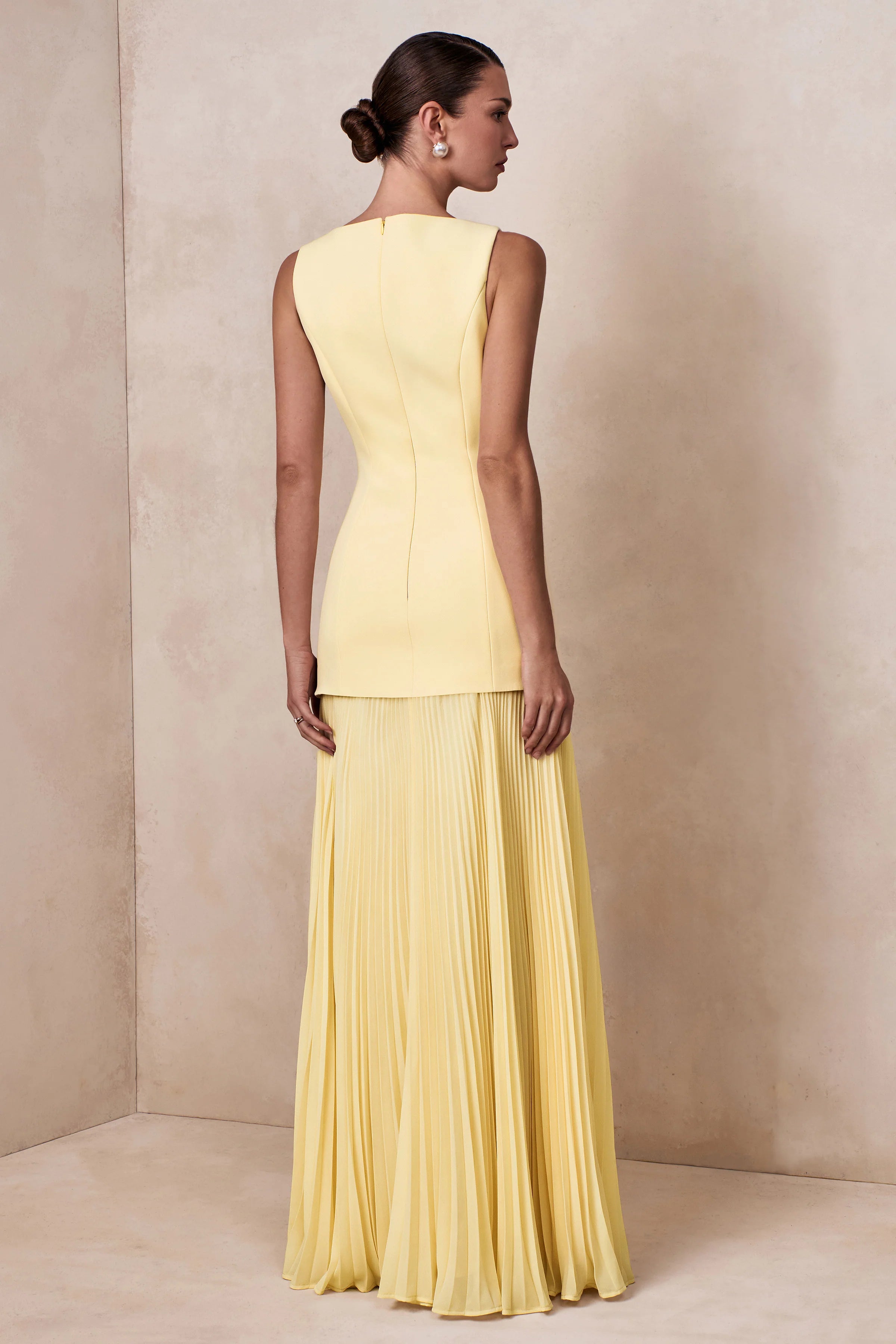 Hadley Lemon Boat Neck Maxi Dress With Drop Waist