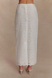 Kensley Broderie Midi Skirt White