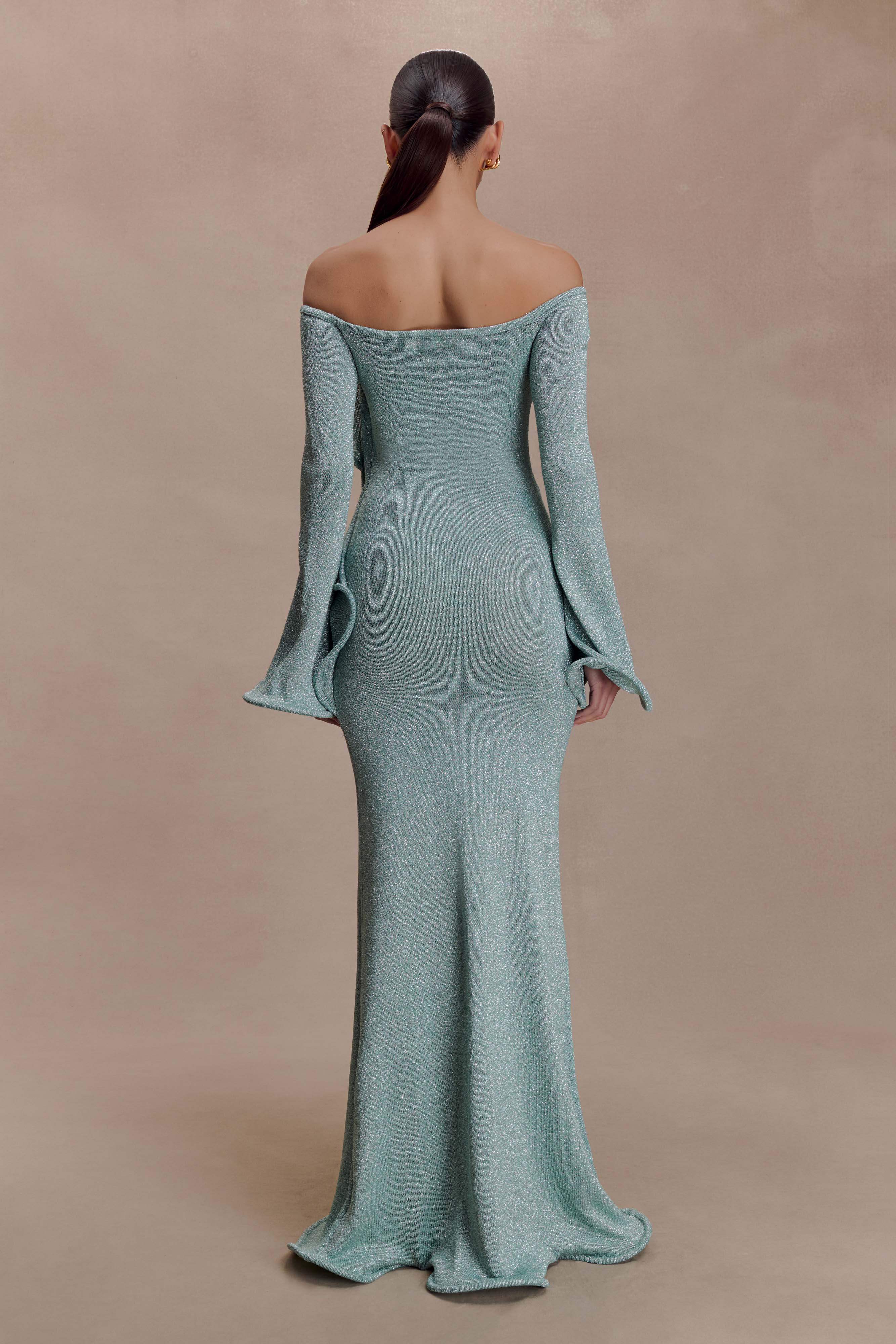 Sandrine Lurex Knit Maxi Dress Aqua
