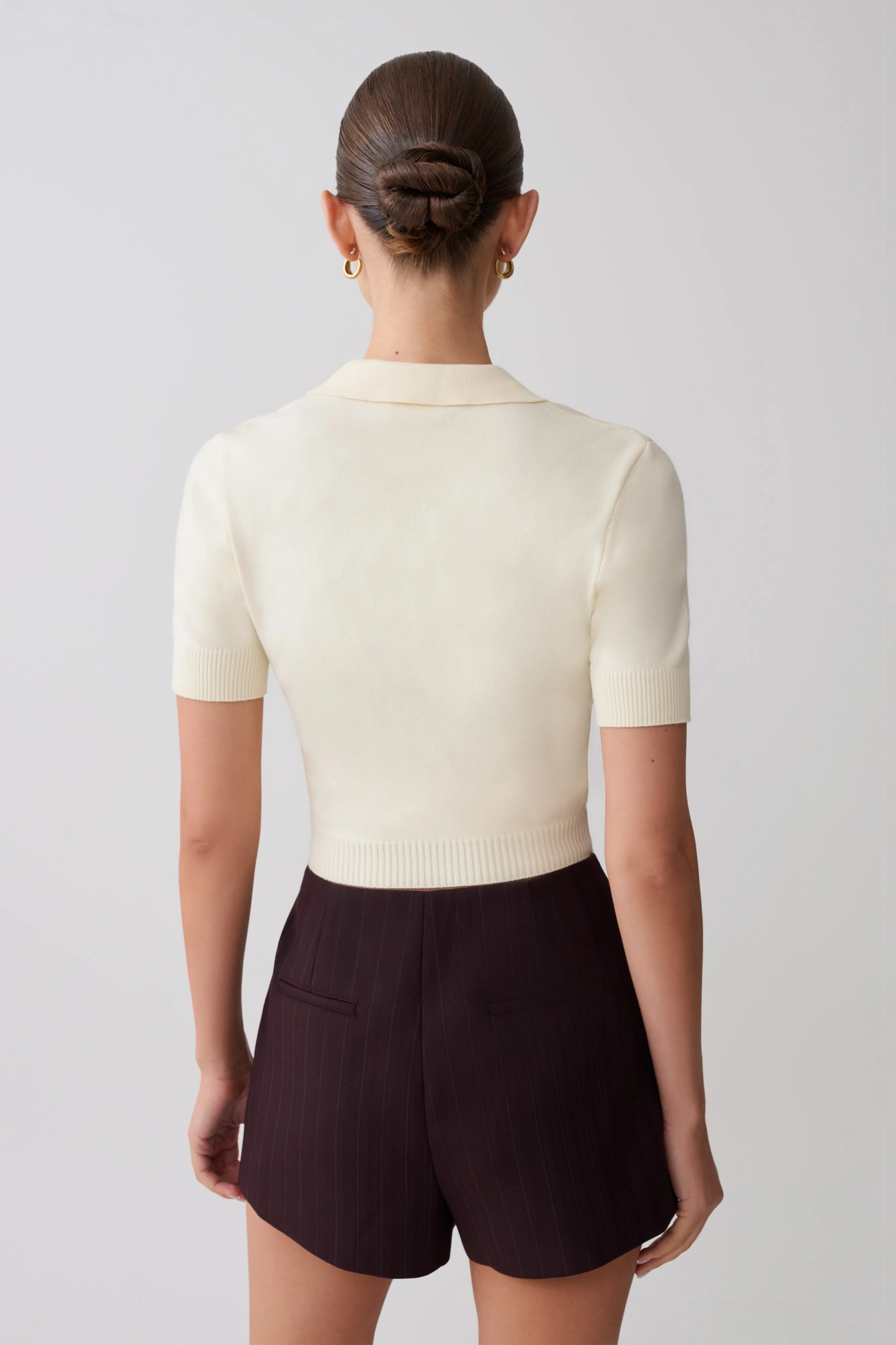 Philly Knit Button Up Top Ivory