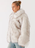 Novera Faux Fur Jacket White Grey
