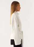 City Light Tie Waist Trench Jacket Ivory