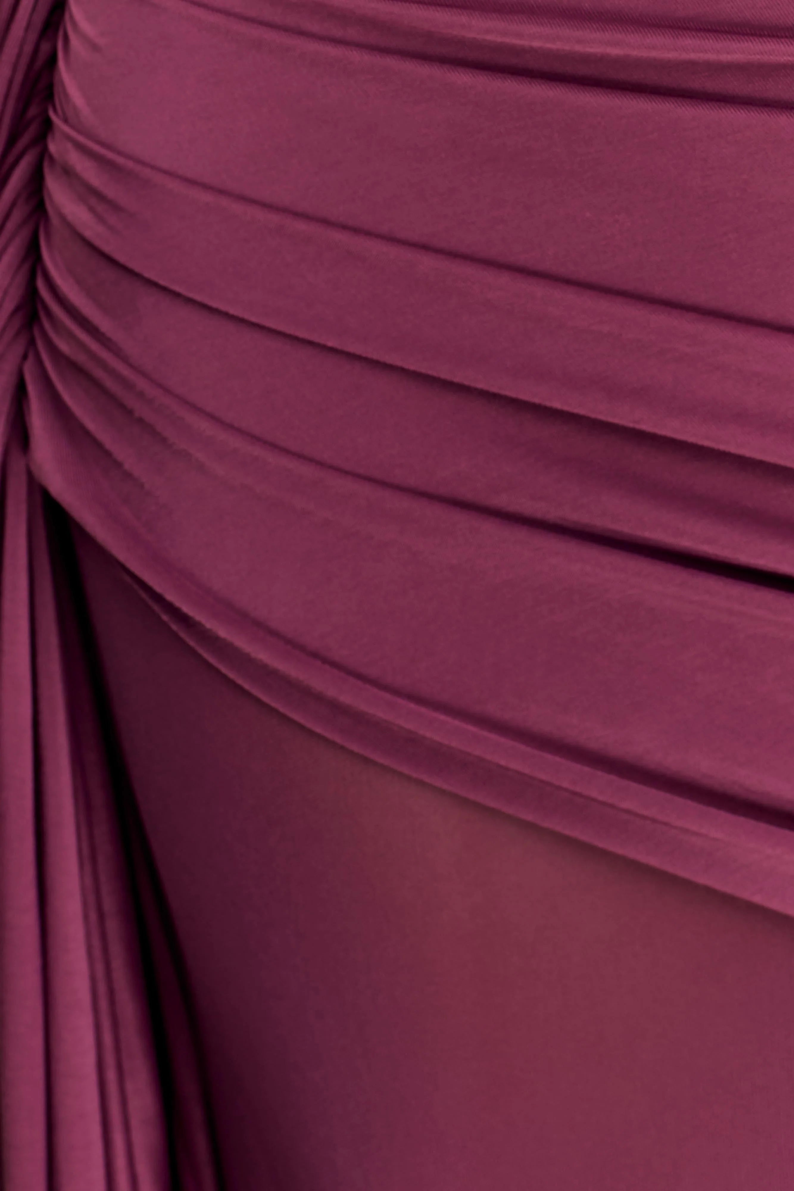 Asher Slinky One Shoulder Maxi Dress Neutral Plum
