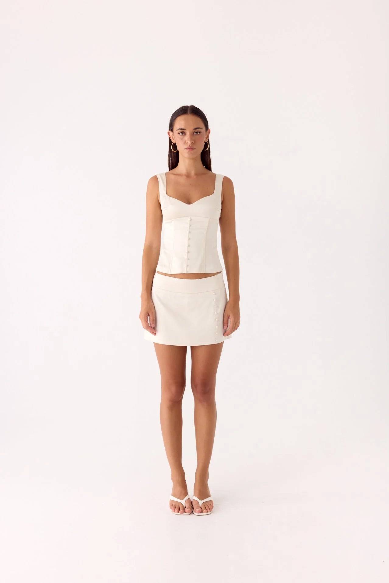 Posy Satin Mini Skirt Ivory