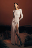 Deanna Long Sleeve Diamante Maxi Dress Gold