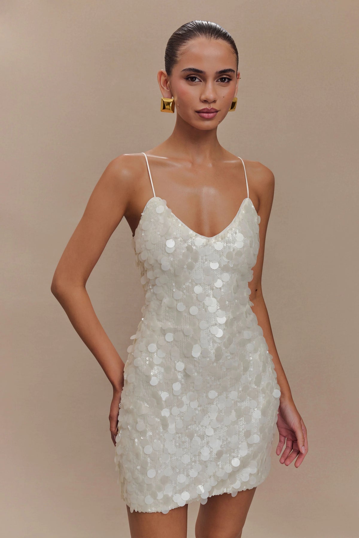 Romilly Sequin Mini Dress Ivory