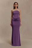 Madison Strapless Slinky Maxi Dress Purple