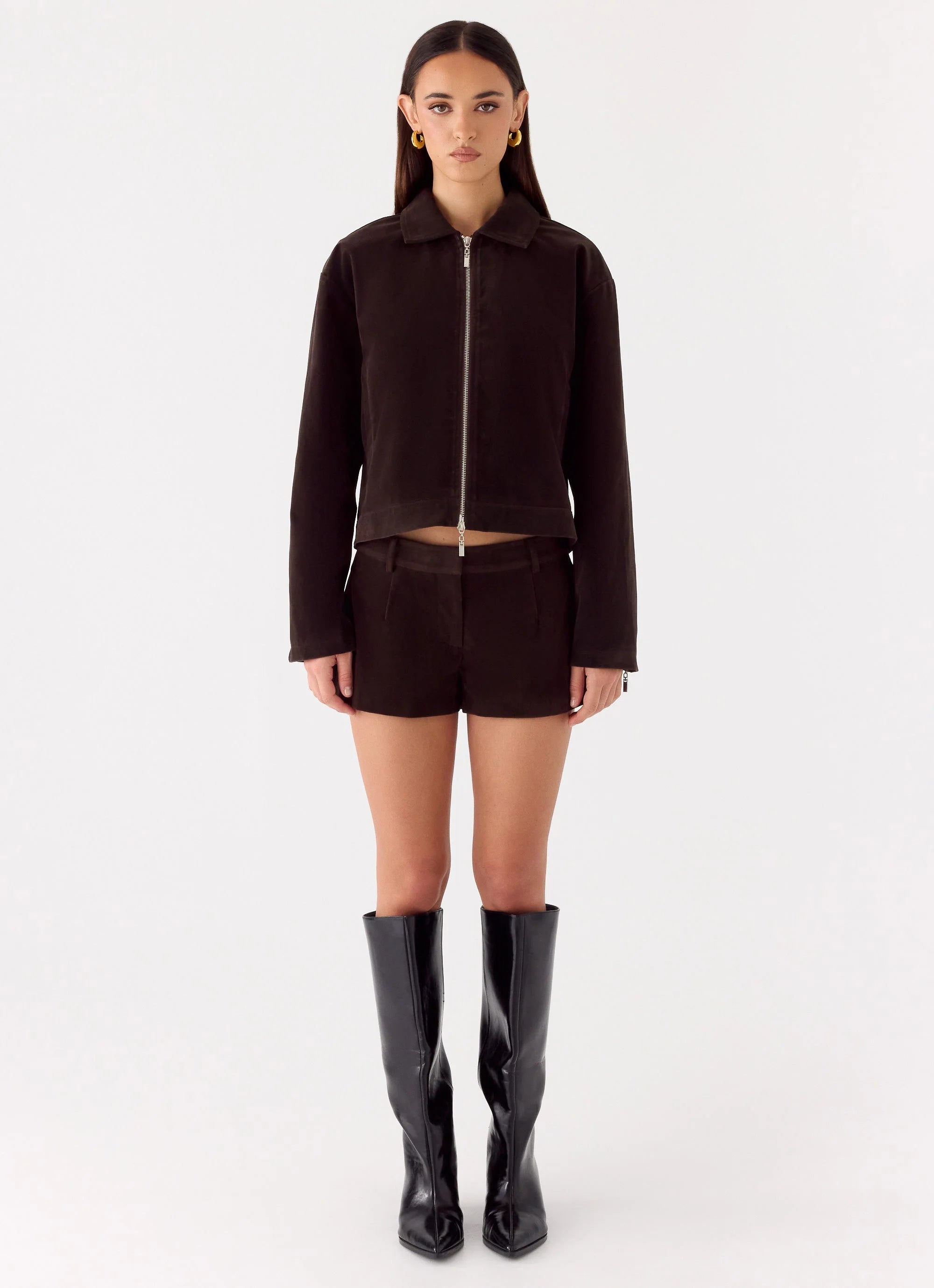 Jeremy Faux Suede Shorts Chocolate