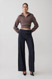 Skylaine Zip Knit Jumper Brown Marle