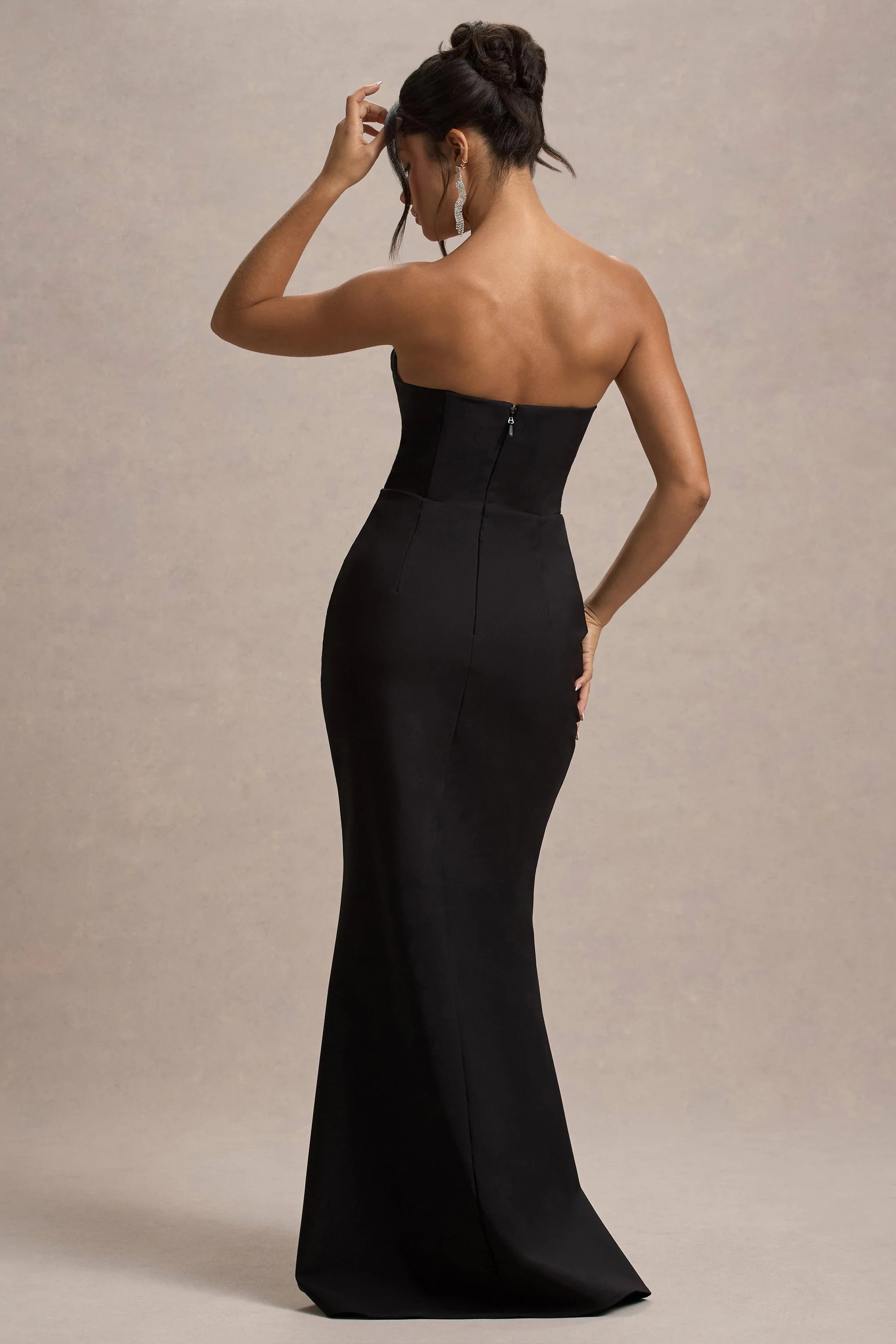 Molly Black Strapless Sweetheart Maxi Dress With Bows